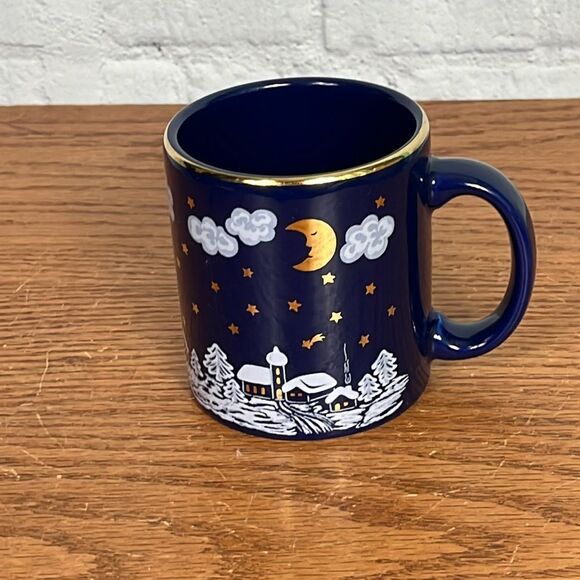 Waechtersbach Winter Dreams COFFEE MUG CUP Christmas Cobalt Blue W. Germany EUC - Picture 1 of 6